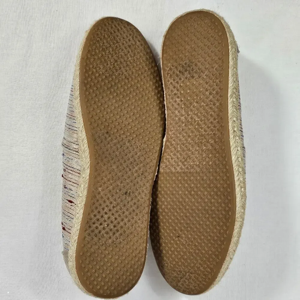 TOMS Women's Espadrilles Birch Metallic Slub Stripe Size 7